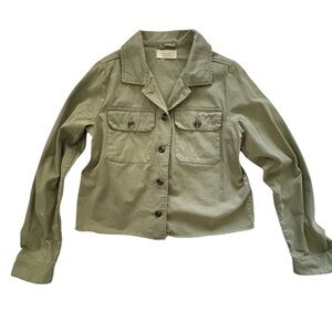 Chelsea & Violet Olive Green Cropped Cotton Utility Jacket Women's Size S